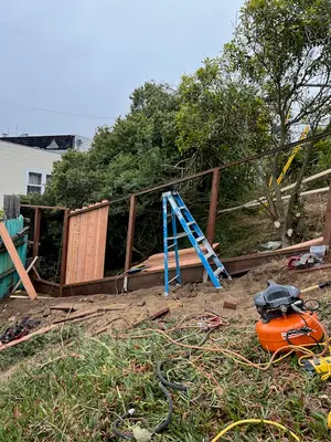 Building Custom Redwood Backyard Deck Stairs